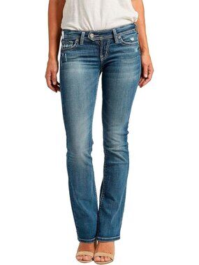 Stylish Women's Low Rise Slim Bootcut Jeans in Silver Wash - Perfect Fit!